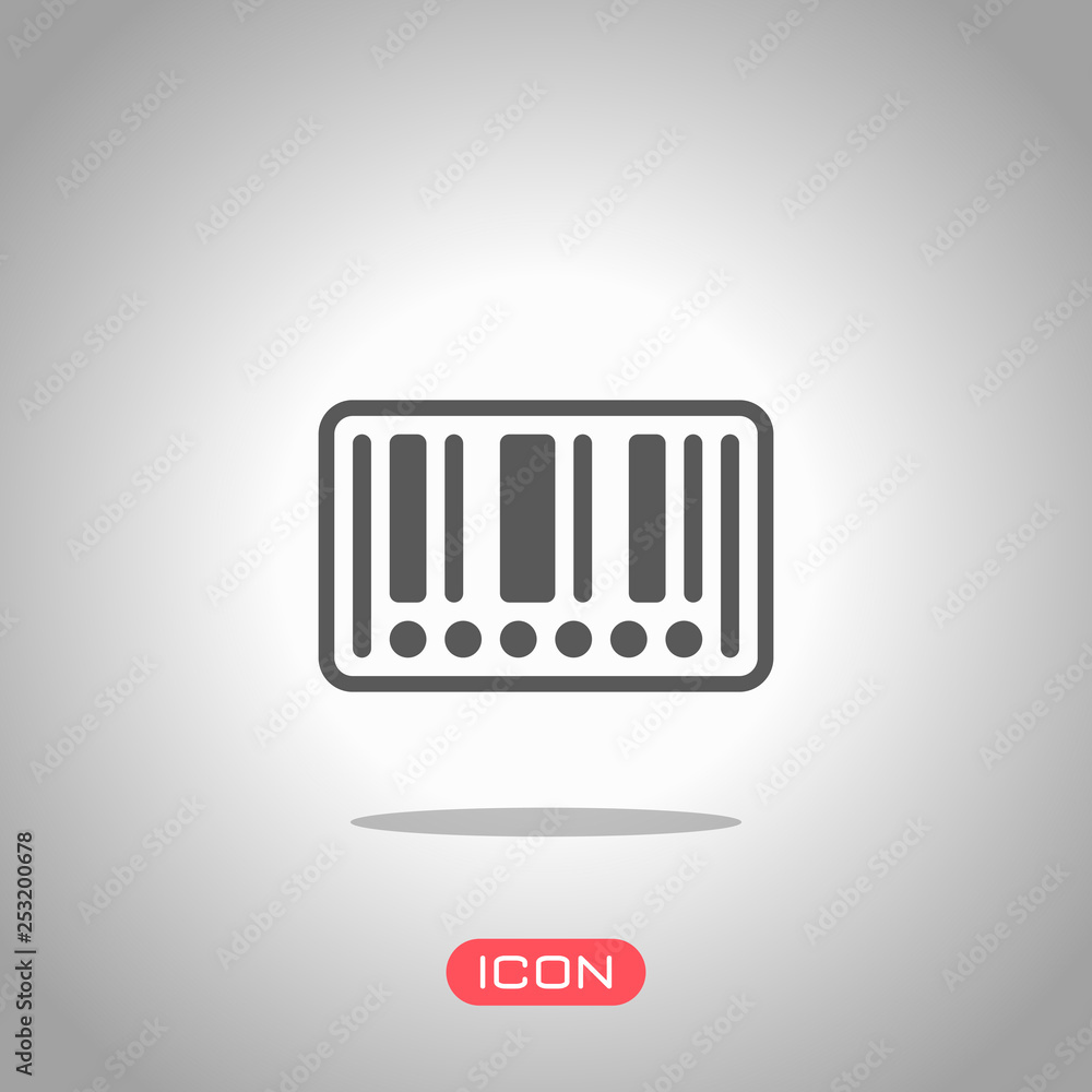 Poster barcode label icon. circles instead of numbers. icon under spotlight. gray background
