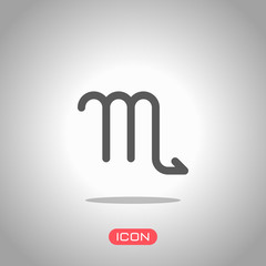 Astrological sign. Scorpio simple icon. Icon under spotlight. Gray background