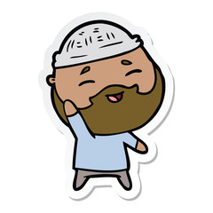 Obraz premium sticker of a cartoon happy bearded man