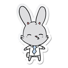 sticker of a curious bunny cartoon