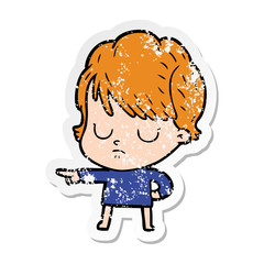 distressed sticker of a cartoon woman