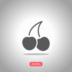 Silhouette of cherry, nature icon. Icon under spotlight. Gray background