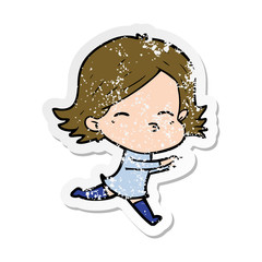 distressed sticker of a cartoon woman