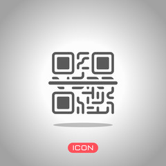 Scanning QR code. Technology icon. Icon under spotlight. Gray background