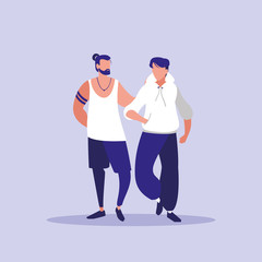 masculine professional couple models characters