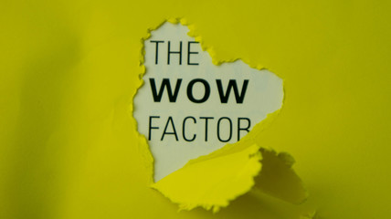 Torn paper with text The wow factor. Motivational concept
