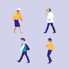 masculine professional group of models characters