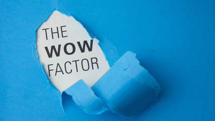 Torn paper with text The wow factor. Motivational concept