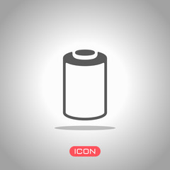 Empty battery, low level of energy, technology icon. Icon under spotlight. Gray background