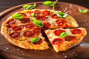  Pepperoni Pizza with Fresh Basil