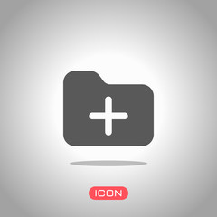Folder with plus mark, business icon. Icon under spotlight. Gray background