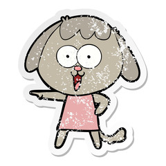distressed sticker of a cute cartoon dog