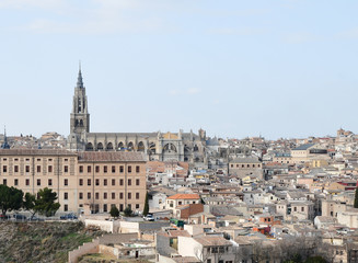 Fototapeta na wymiar TOLEDO-SPAIN-FEB 20, 2019:The Primate Cathedral of Saint Mary of Toledo is a Roman Catholic church in Toledo, Spain. It is the seat of the Metropolitan Archdiocese of Toledo.