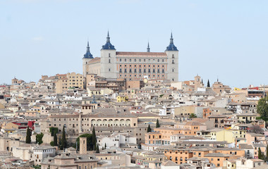 Fototapeta na wymiar TOLEDO-SPAIN-FEB 20, 2019: The Alcázar of Toledo is a stone fortification located in the highest part of Toledo, Spain. Once used as a Roman palace in the 3rd century