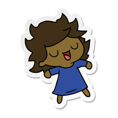 sticker cartoon of cute kawaii girl