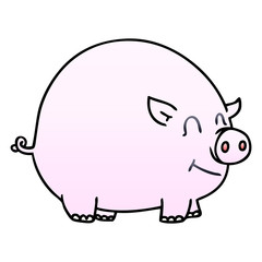 quirky gradient shaded cartoon pig