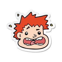 sticker of a cartoon frightened face