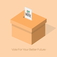 election box with voting quote isolated on solid background. vector illustration