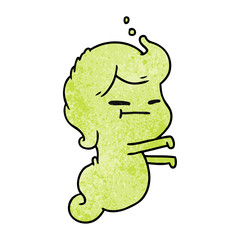 textured cartoon of kawaii scary ghost