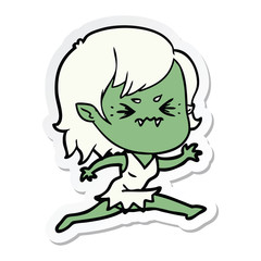 sticker of a annoyed cartoon vampire girl