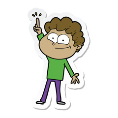 sticker of a cartoon happy man