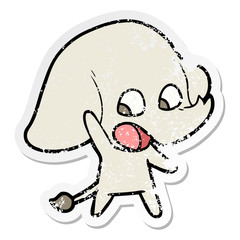 Obraz premium distressed sticker of a cute cartoon elephant