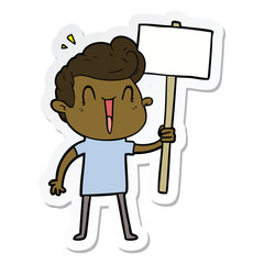 sticker of a cartoon excited man