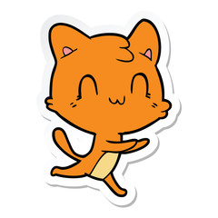 sticker of a cartoon happy cat