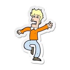 sticker of a cartoon man panicking