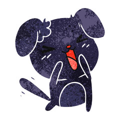 retro cartoon of cute kawaii dog