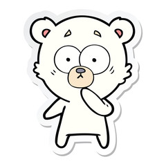 sticker of a nervous polar bear cartoon