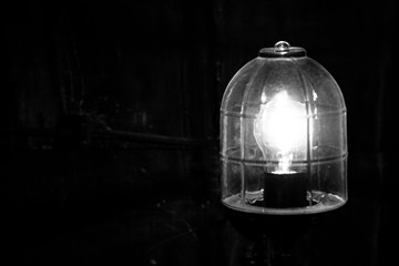 Very beautiful burning nostalgic lamp at night