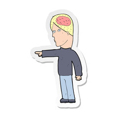 sticker of a cartoon clever man pointing