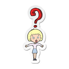 sticker of a cartoon confused woman