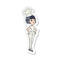 retro distressed sticker of a cartoon chef