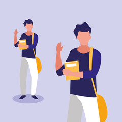 young boys couple modeling with notebooks