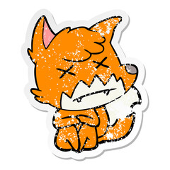 distressed sticker of a cartoon dead fox