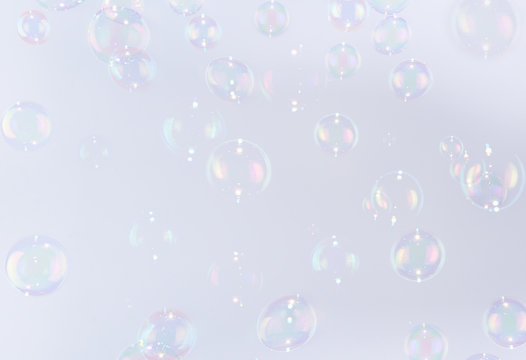 Beautiful nature of soap bubbles floating in the air.