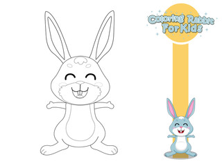 Fototapeta premium Coloring The Cute Cartoon Rabbit. Educational Game for Kids. vector Illustration With Cartoon Style Funny Animal
