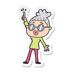sticker of a cartoon dancing woman wearing spectacles