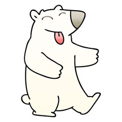quirky gradient shaded cartoon polar bear