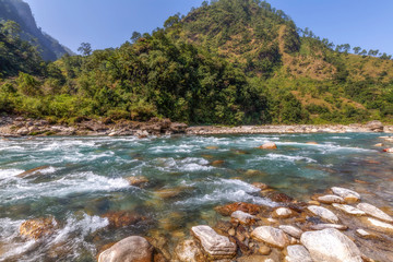 Gori Ganga mountain river at Munsiyari Uttarakhand is a popular tourist destination. 