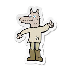 sticker of a cartoon wolf man