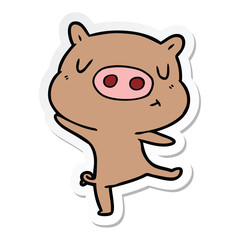sticker of a cartoon pig dancing
