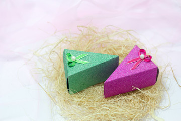 gift box with ribbon and bow on white background