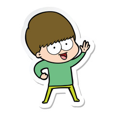 sticker of a happy cartoon boy