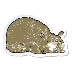 distressed sticker of a cartoon wombat