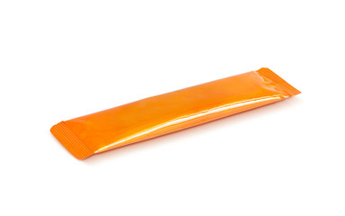 blank packaging aluminum foil instant coffee stick sachet isolated on white background