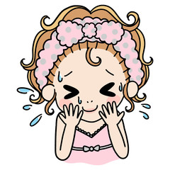 顔をすすぐ女性のイラスト