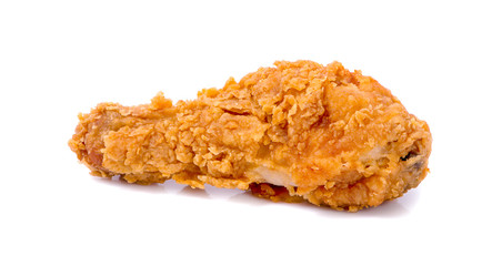 hot and crispy fried chicken legs isolated on a white background